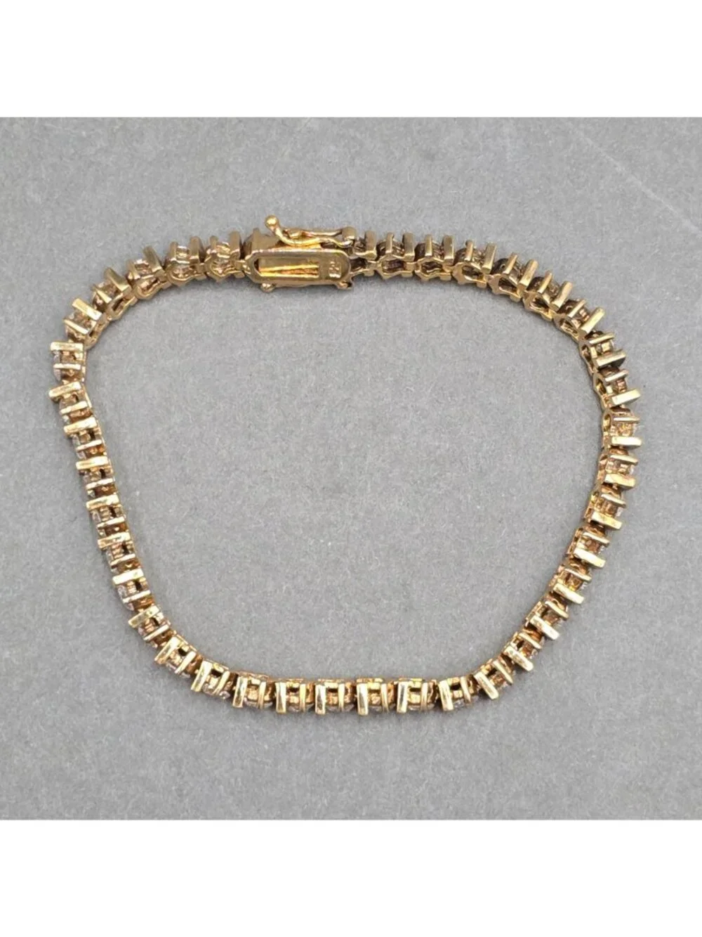 Vermeil Sterling Silver CZ Tennis Bracelet 7" Cubic Zirconia 925 - Picture 3 of 13